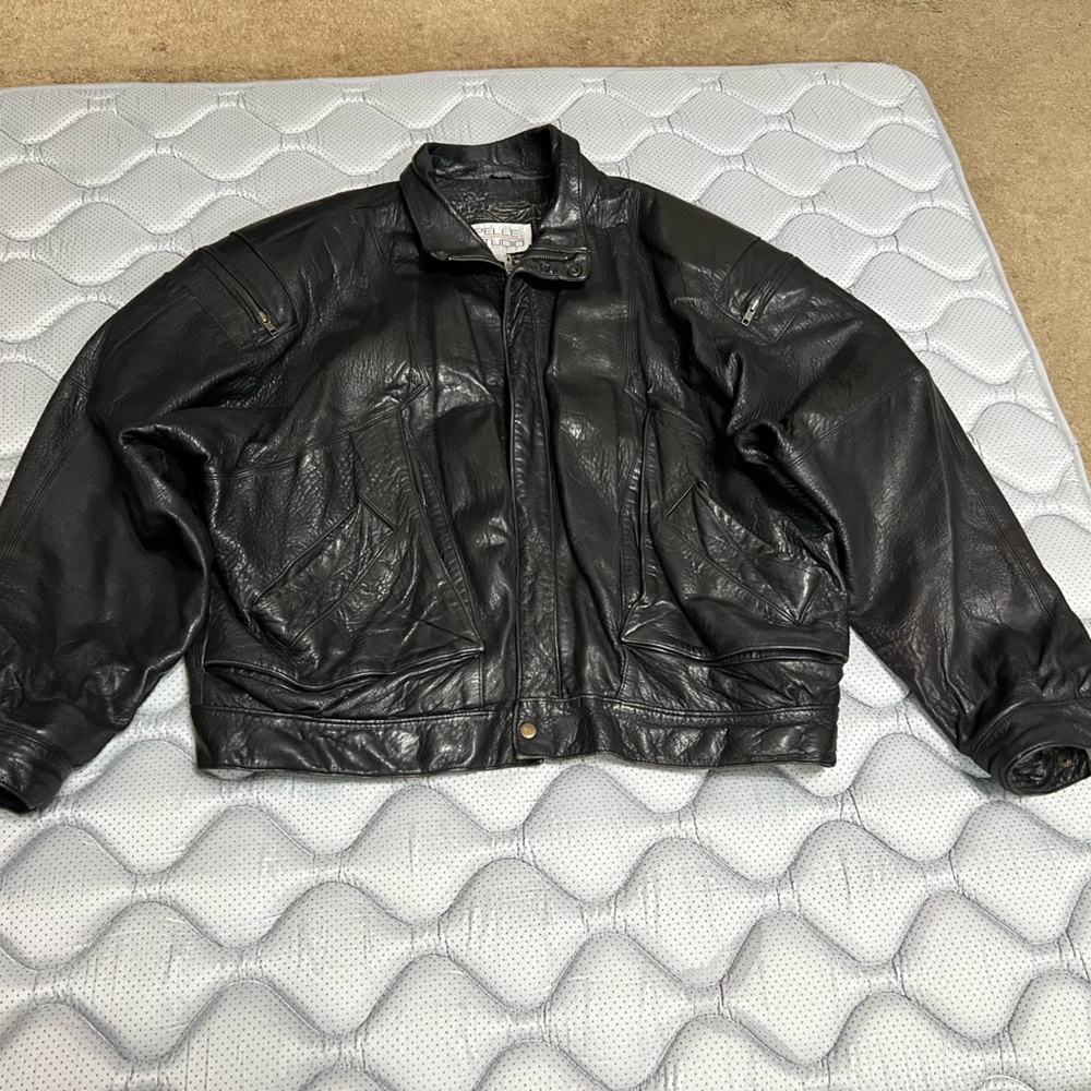 Pelle Studio Black Leather Bomber Jacket
